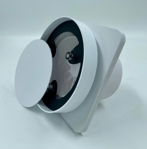 Теневой диффузор для натяжного потолка FoZa FoZa d150мм с вентилятором на шарикоподшипнике d100мм с выходом на трубу 60х204мм